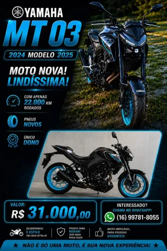 MT-03 - 2025 - UNICO DONO - CINZA - 321cc - ABS - YAMAHA