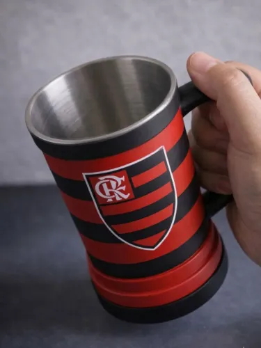 Porta copo personalizado - Flamengo acompanha copo inox 500ml