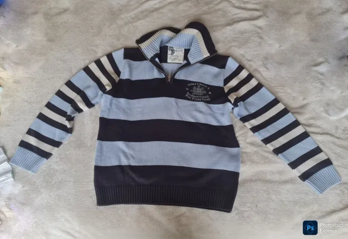 Suéter L'Uomo Tricot Masculino Listrado Gola com Zíper Tam. P