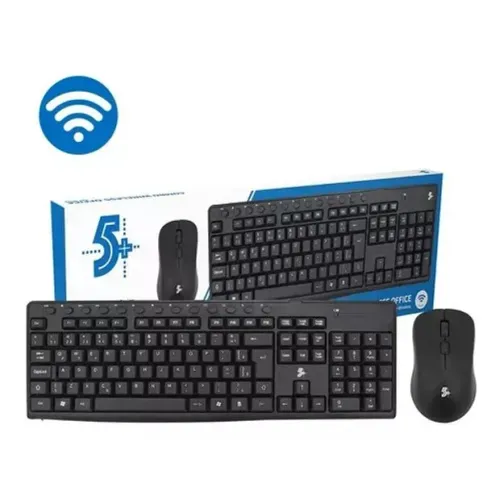 Teclado e Mouse WIRELESS Office Preto 5+ - Produto Novo 