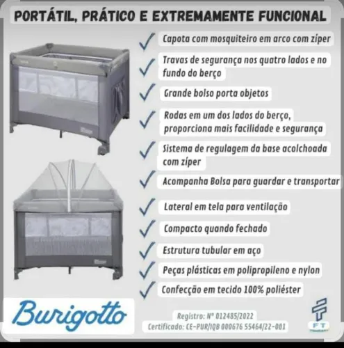 Cercadinho Burigotto e colchão infantil Ortobom.