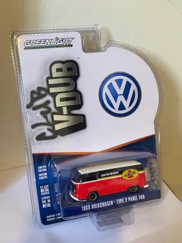 Miniatura Coleção Greenlight 1969 Volkswagen Kombi Type 2 Panel Van Pennzoil 1:64