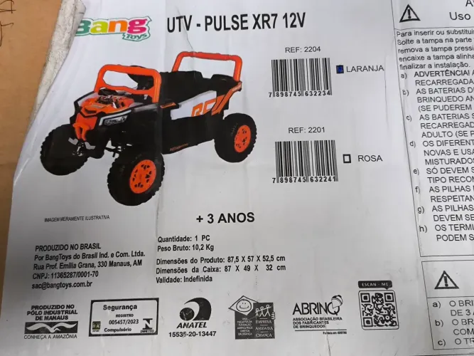 Mini UTV _PULSE 12V  laranja 