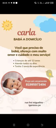 cuido de criancas com muito amor e carinho