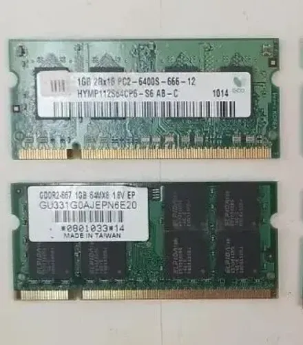 Lote com 2 Memórias DDR2 1GB SO-DIMM - Diversas Marcas