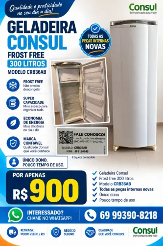 Geladeira Consul Frost free 300 litros