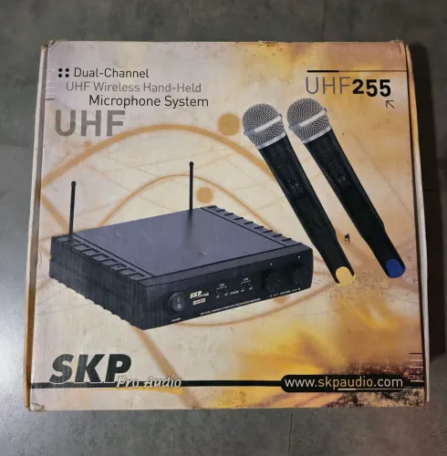 Microfone Sem Fio Duplo SKP Pro Audio UHF255 (LEIA A DESCRIÇÃO)