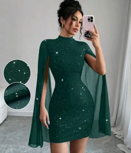 Vestido brilho verde escuro