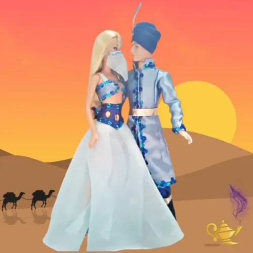 Roupa para boneca Barbie e Ken tema Odalisca e Sultão