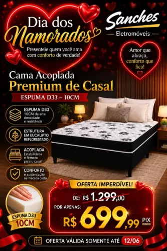 Cama Casal premium D-33 - Nova_ de 1.299,99 por 699,99 pix