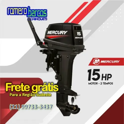 MOTOR DE POPA MERCURY 15 HP SUPER NA CAIXA PRONTA ENTREGA