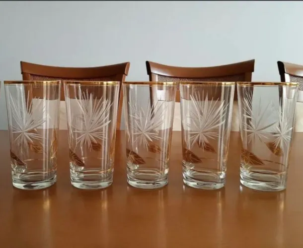 Conjunto de 5 Copos de Cristal Lapidado HIGHBALL 