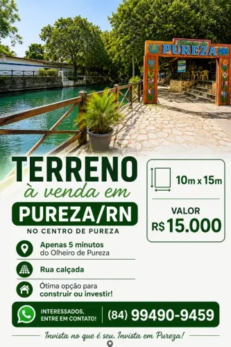 ? Terreno 10x15m à Venda no Centro de Pureza/RN - R$ 15 Mil