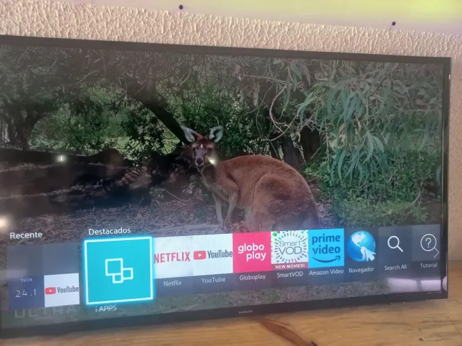 TV 43 polegadas smart com cabo com controle remoto com todos apss YouTube e Netflix e d +