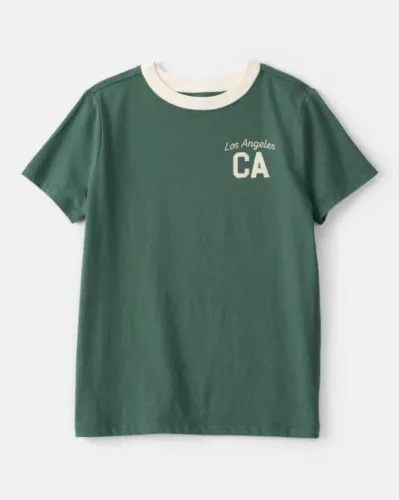 Camiseta Carters infantil de manga curta com estampa de Los Angeles Verde -  TAMANHO S