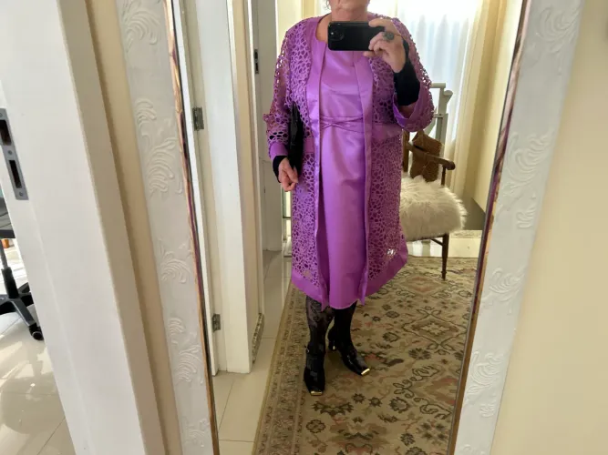 Vestido com cardigan (conjunto) plus size
