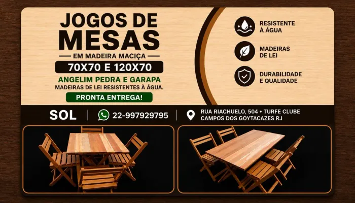 JOGOS DE MESAS ANGELIM PEDRA E GARAPA 