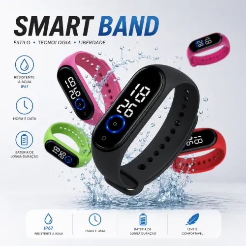 Relógio Digital LED Esportivo Unissex de Silicone