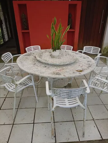conjunto jardim ferro fundido com 8 cadeiras