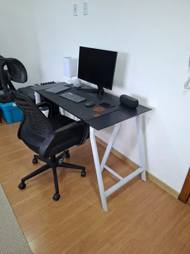 Mesa de vidro escritório branca 120cm
