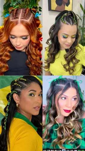 Maquiagem e tranças penteados
