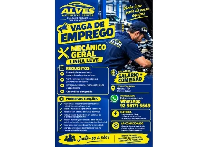 Mecânico Geral Linha Leve - Com Experiência