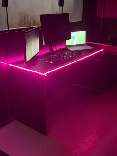 Mesa Gamer DRX 5000 PretaVermelha com Gaveteiro e LED - Ler Descrição