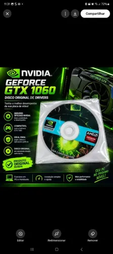 DVD Original de Drivers NVIDIA GeForce GTX 1060 - Novo e Sem Riscos