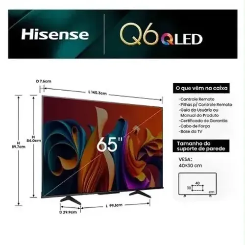 SMART TV HISENSE QLED 65 polegadas-Q6series