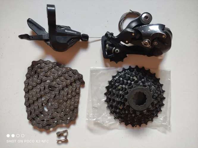 Kit Shimano Passador Acera 7v + Câmbo Sora + K7 7v + Corrente 7v