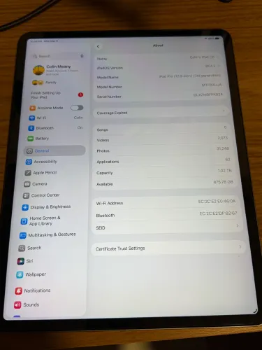 Ipad Pro 2018 12.9 1tb 6gb ram