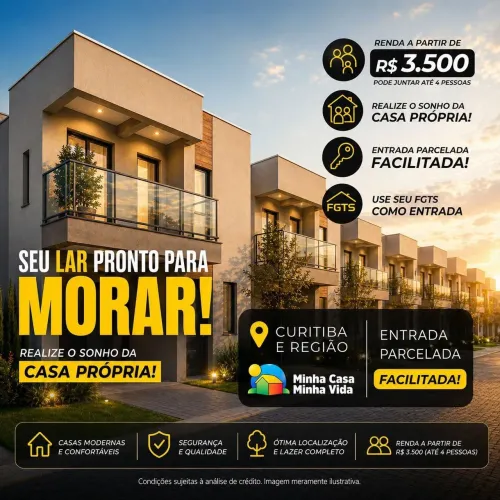 Casa a venda em Curitiba, pelo programa minha casa minha vida