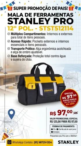 Mala de Ferramentas Stanley Pro 12" STST512114 - Promoção Dia dos Pais