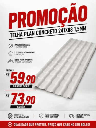 Promoção Telha Plan cinza 