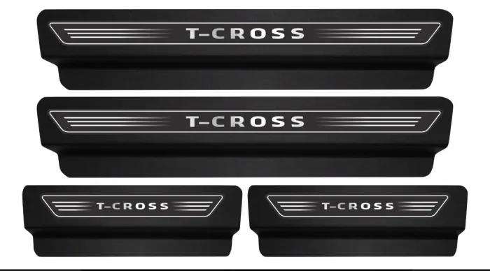 Soleira De Porta Protetora Volkswagen T-cross Kit Preto 8pç.