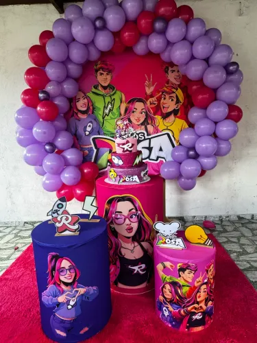 Kit Painel Sublimado tema dos Rosa