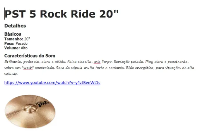 Kit Pratos Paiste PST5 Rock Set + Semi Case Solid Sound (Excelente Estado)
