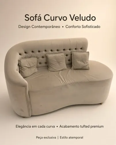 Sofá curvo veludo