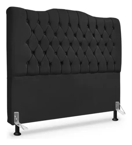 Cabeceira de Cama Box King 1,95cm - Dunas Veludo Preto