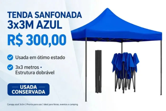 Tenda gazebo praia ou acampamento 3x3 com cobertura em poliester