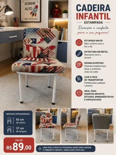 CADEIRA INFANTIL ESTAMPADA