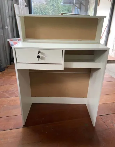 Balcão de Atendimento / Recepção Branco com Gaveta e Chave - Ideal para Loja ou Escritório