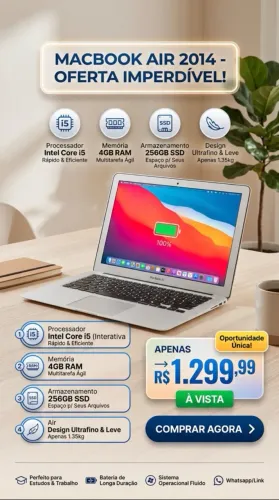 MacBook Air 2014 ? i5, 4 GB RAM, SSD de 256 GB