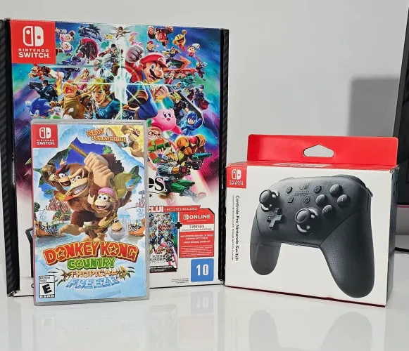 Switch OLED 64gb + 1 jogo + controle
