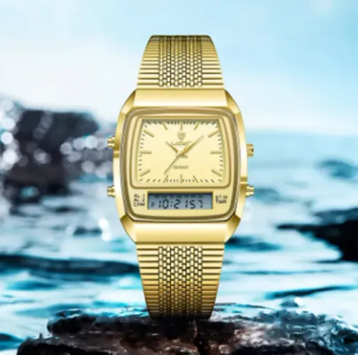 Relógio de pulso de quartzo Dual Time Week Modelo Liebig L1030