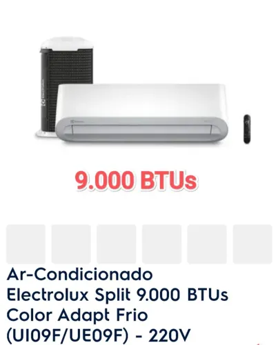 Ar Split Electrolux 9000 BTUs + NOVO + Nota + 1 Ano Garantia + Cartão 12x*!!   