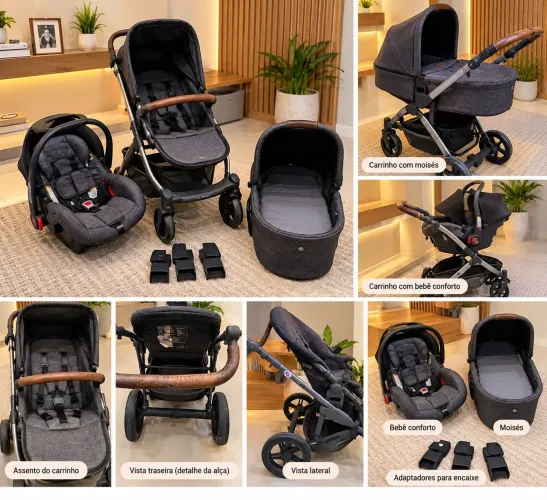 ABC Design Como 4 Completo | Carrinho + Moisés + Bebê Conforto