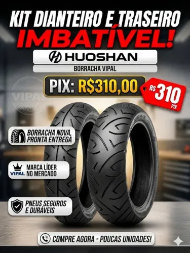 Kit dianteiro e traseiro motos Fazer, Ninja, CB, MT-03, Comet, e Twister borracha VIPAL 