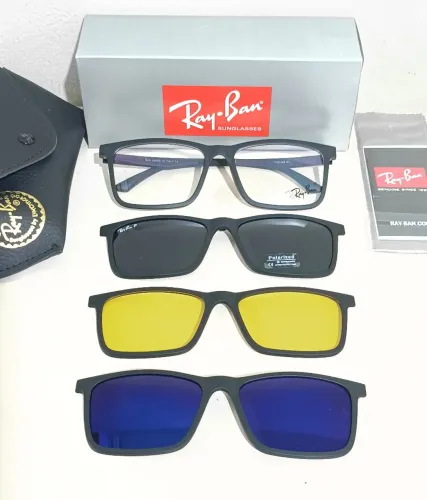 Armação óculos grau Ray ban + 3 Clip on solar novo