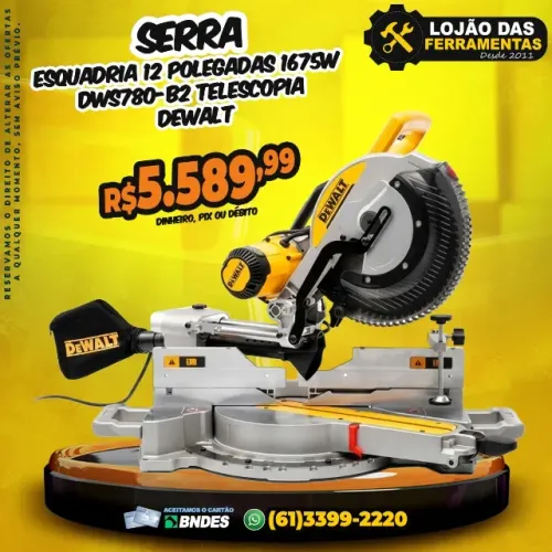 Serra Esquadria 12 Polegadas 1675w DWS780-B2 Telescopia Dewalt